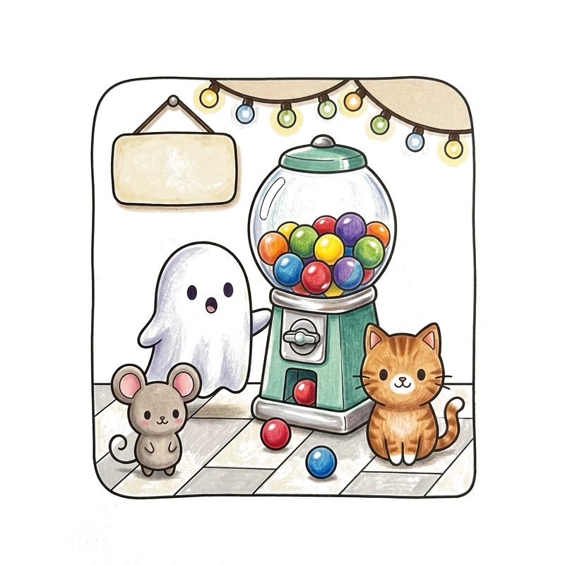 Colored example page from Ghosties & Goodies