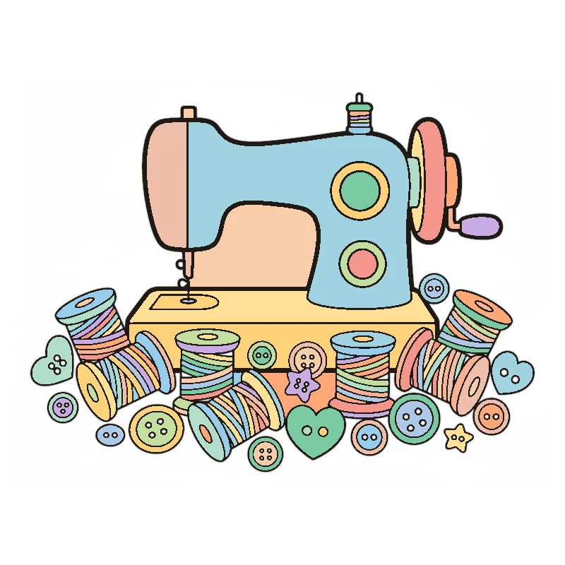Colored example page from Vintage Sewing Studios